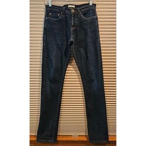 Unbranded Brand UB222 Tapered Raw Selvedge Indigo Blue‎ Jeans 29 Stretch Denim